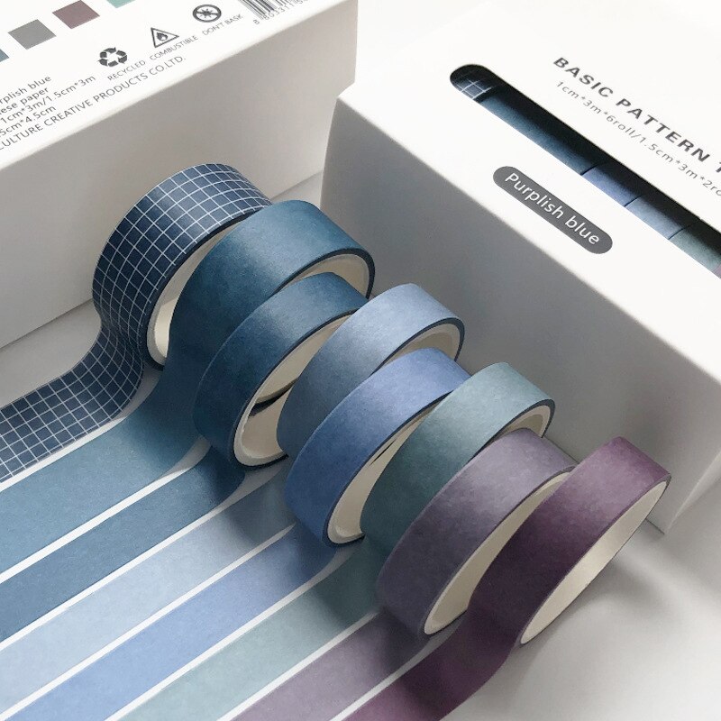 8Pcs/Set Pure Color Washi Tape Simple Stationery Washi Tape Set Lattice Masking Tape Material Escolar DIY Decoration Washi Tapes: JD-360-1
