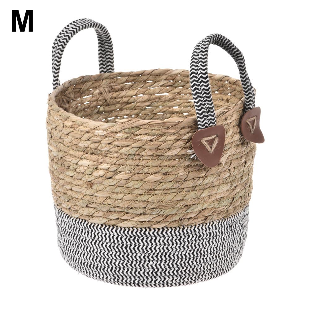Foldable Storage Basket Natural Seagrass Rattan Straw Wicker Folding Flower Pot Baskets Garden Planter Laundry Supplier: M