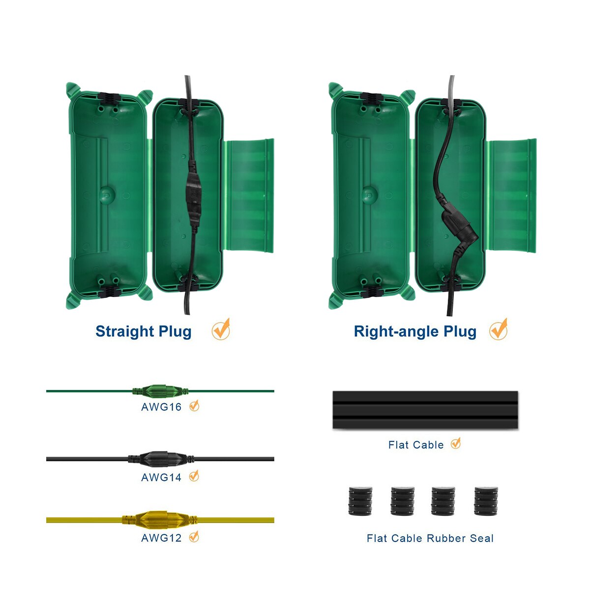 Waterproof Connection Box Weatherproof Electrical Extension Cord Box ( Green )
