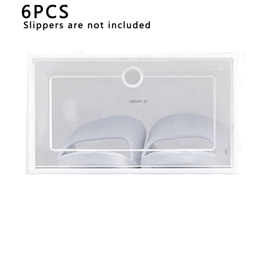 Transparante Plastic Schoenendoos Schoen Opbergdoos Schoenendoos Flip Cover Lade Schoen Opslag Artefact Verdikking: White