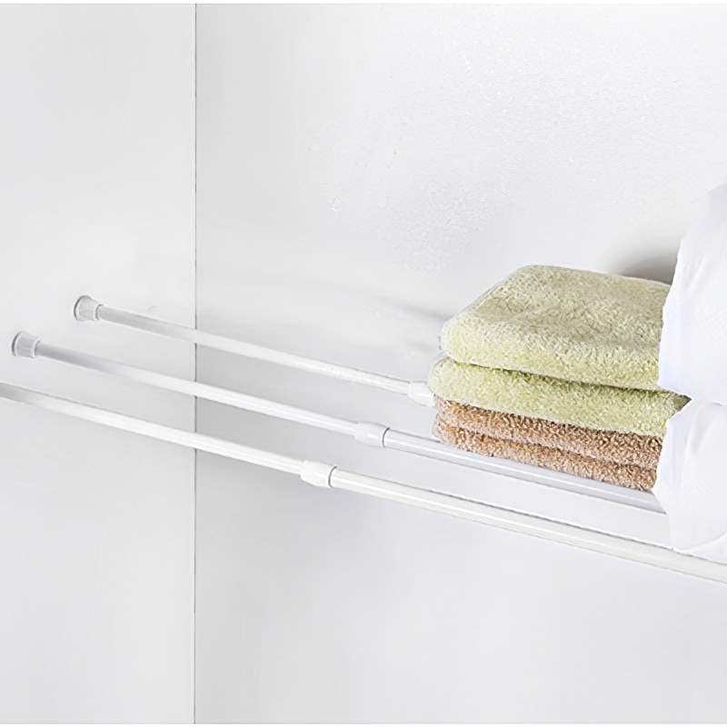 1pc Bathroom Adjustable Curtain Rod Spring Loaded Extendable Telescopic Net Voile Tension Curtain Rail Pole Rod Rods