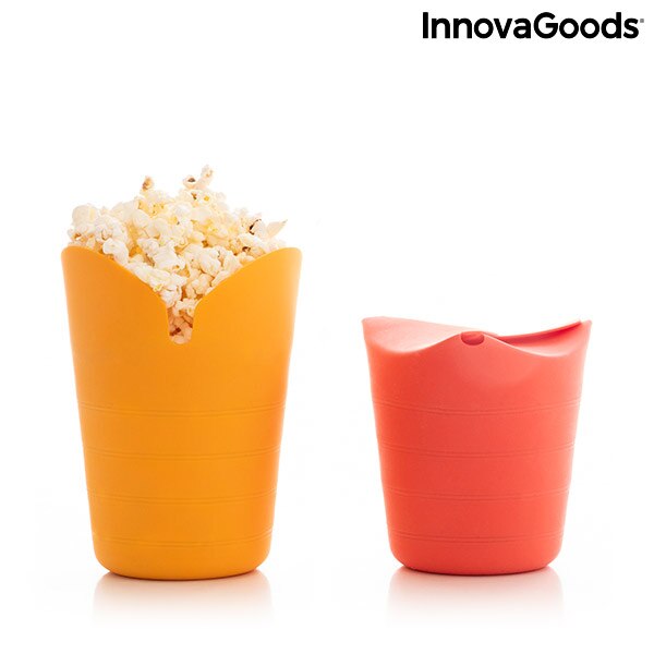 RZMZBY Opvouwbare siliconen popcornschaal met deksel en handvat, magnetron popcornmachine met roergereedschap (rood