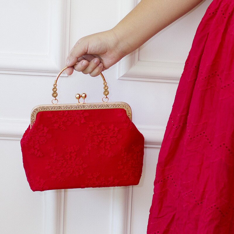 wedding bag bride wedding bag female atmospheric red handbag mouth gold bag finished product