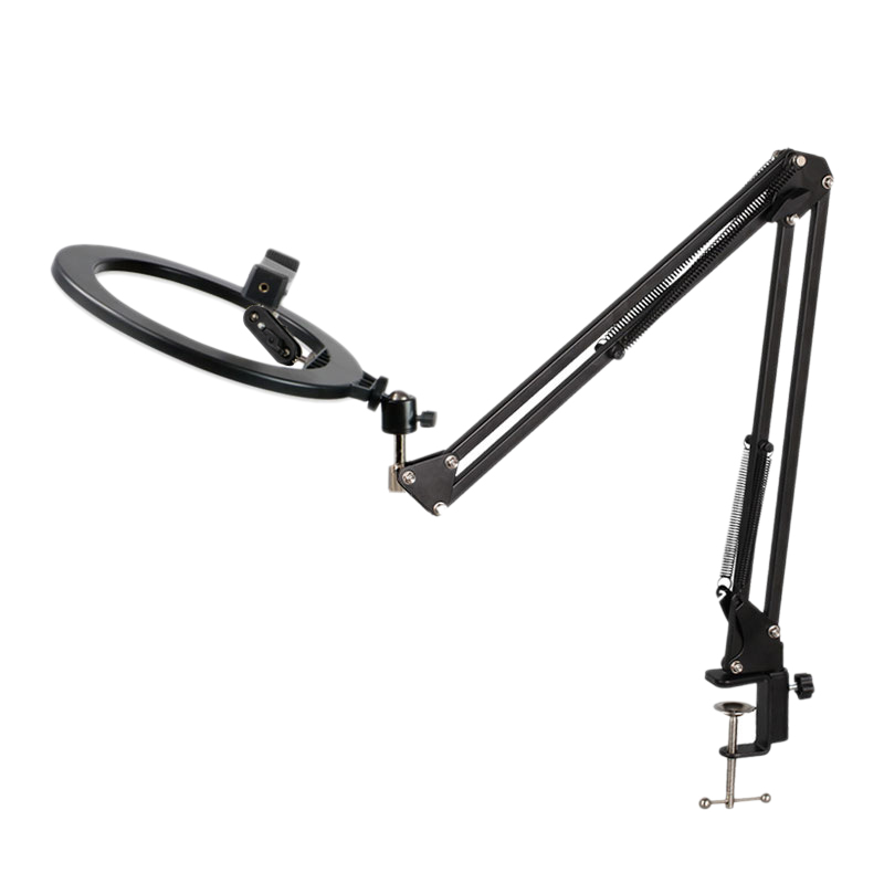 Dimmable LED Ring Light Mobile Phone Bracket Desktop Cantilever Tilt Photo Multi-Angle Adjustment Bracket Tripod Lamp