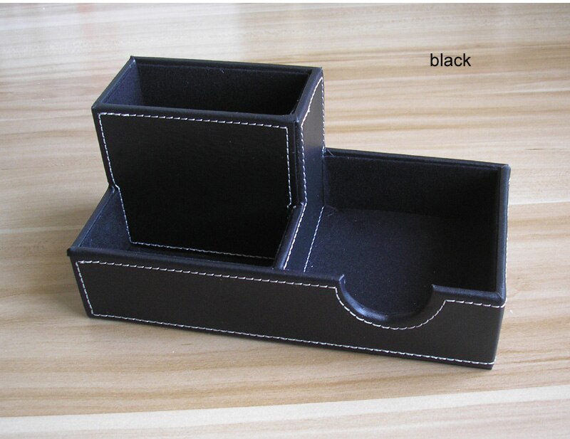 PU leather wood multifonctional desk organizer pen holder stationery organizer business card holder office stationery items K226