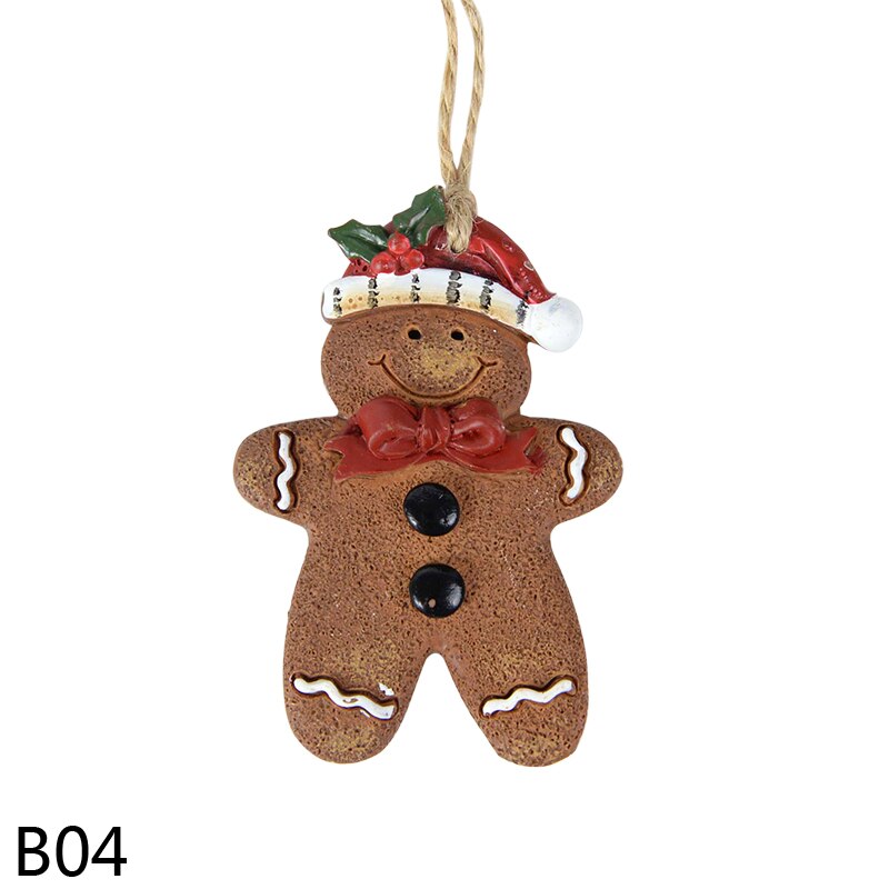 Gingerbread Man Hangers Kerstboom Ornamenten Zachte Hars Gingerbread Man Cookie Voor Thuis Xmas Jaar Party Opknoping Decor: B04-1Pcs