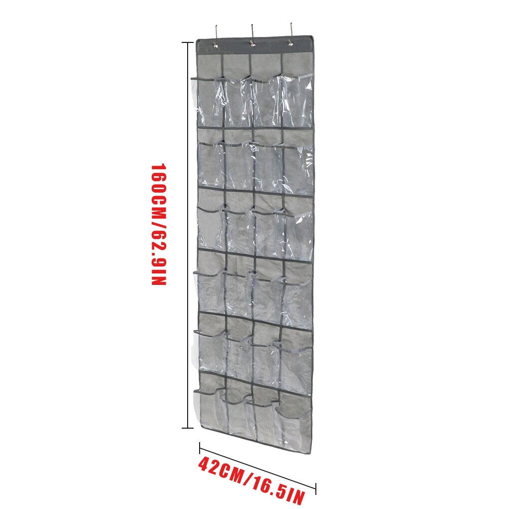 1pc 24 Grid Over Door Hanging Organizer Convenient Storage Holder Rack Closet Shoes Shoe Rack Non-Woven Fabric Shoes Holder