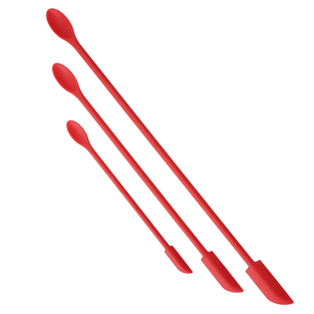 1/3/4Pcs Mini Silicone Spatula For Thin Jar Honey Makeup Butter Cake Spatula Double Head Spoon Spatula Set Kitchen Accessories: Red 3Pcs