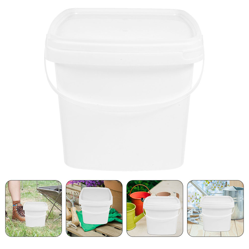 Plastic Bucket With Handle And Lid Reusable Water Bucket Container Portable Bucket Plastic Bucket Packaging Hand-Held Bucket