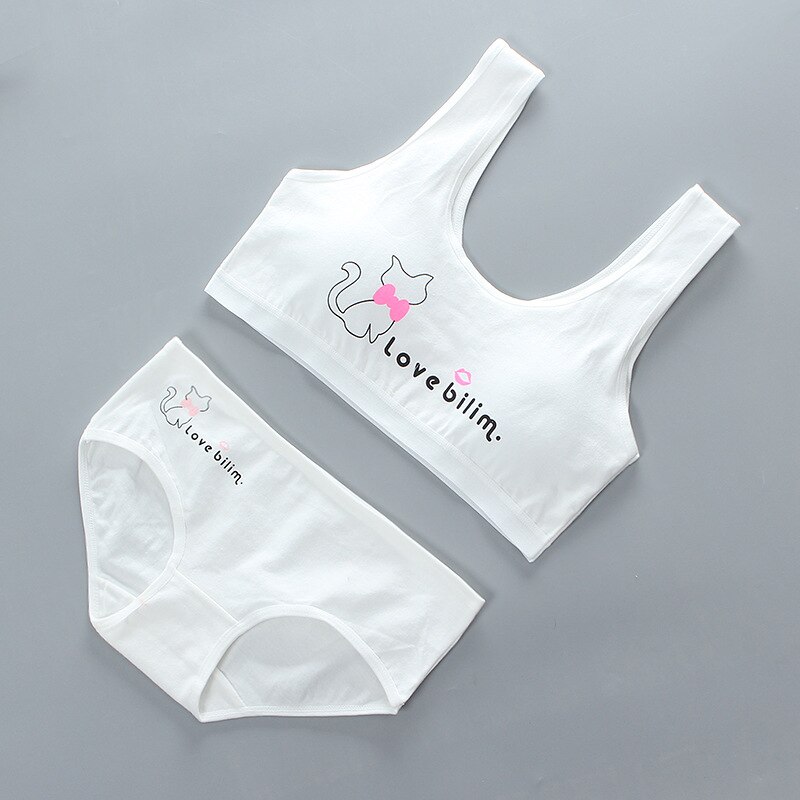 Girls bra set cotton development stage vest vest children's bra cotton summer bra underwear set teenage girls clothing