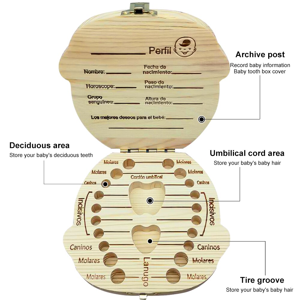 Houten Baby Houten Baby Box Kids Tand Opbergdoos Navelstreng Lanugo Organizer Melk Verzamelen Herinneringen Besparen