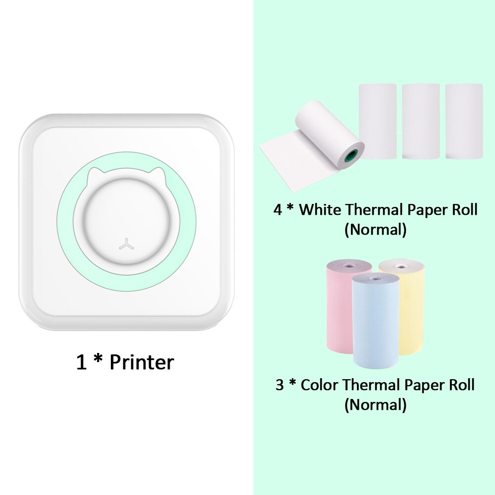 VIP LINK Pocket Thermal Printer Portable 200dpi Photo Label Memo List Printing Wireless Printer: Green Set 3