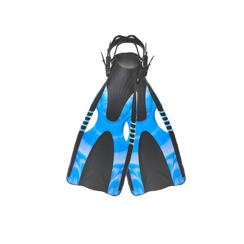 Aletas de buceo para adultos, zapatos de natación ajustables, de silicona, sumergibles, largas, monoaleta: Azul cielo / S / M