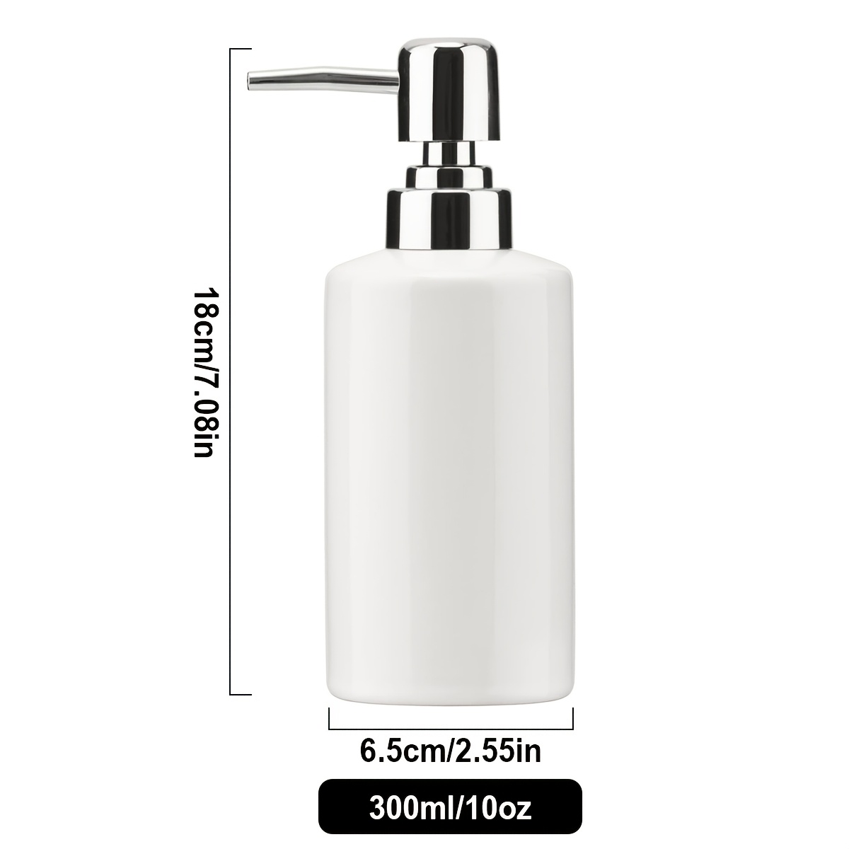 1Pc Zeepdispenser, 300 ml/10 oz keramische pompdispenser voor vloeibare zeep, hervulbare afwasmiddeldispenser voor keuken, badkamer, wasruimte: WIT