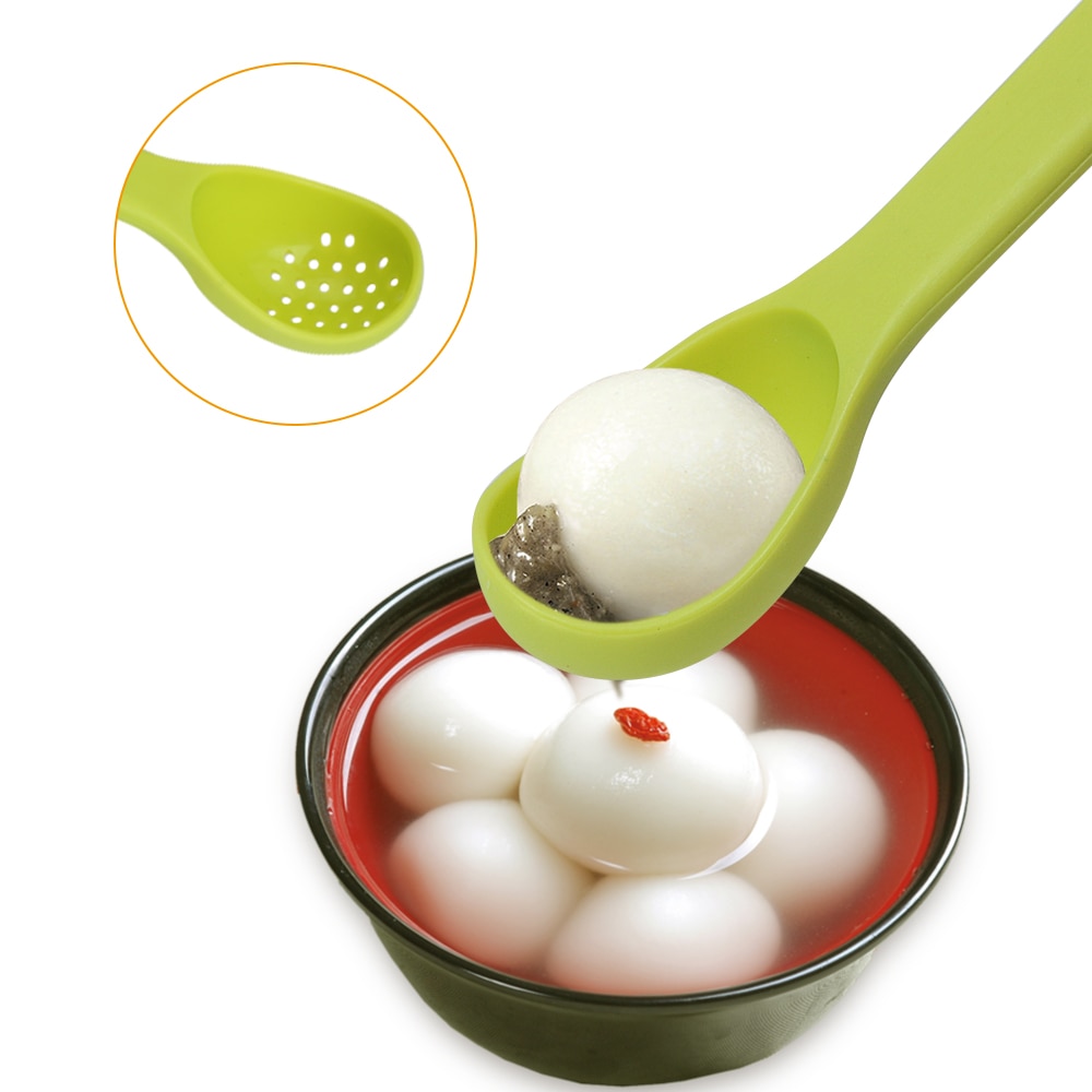 Astiasto purkitettu hedelmämehu suodatin lusikka siivilä lusikka suodatin 2 in 1 ruostumaton teräs hedelmähaarukka pitkävartiset siivilät