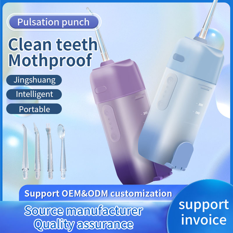 Irrigateur buccal portable aste par USB, hydropulseur dentaire, jet d'eau, cure-dents, 4 embouts, 200ml, machine à laver la bouche