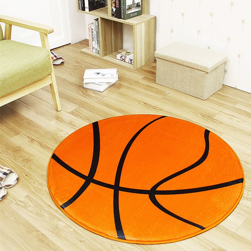 Runde skridsikker tæppe fodbold fodbold basketball børn soveværelse tæppe stue måtte computer stol pad polyester: Orange / Diameter 60cm