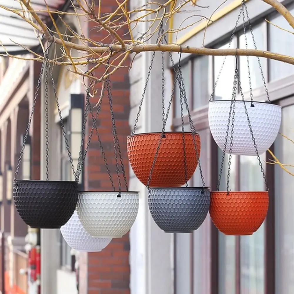 Plastic Imitatie Weven Bloempot Zelfabsorberende Outdoor Hydrocultuur Bloempot Tuindecoratie Hangende Bloemenmand