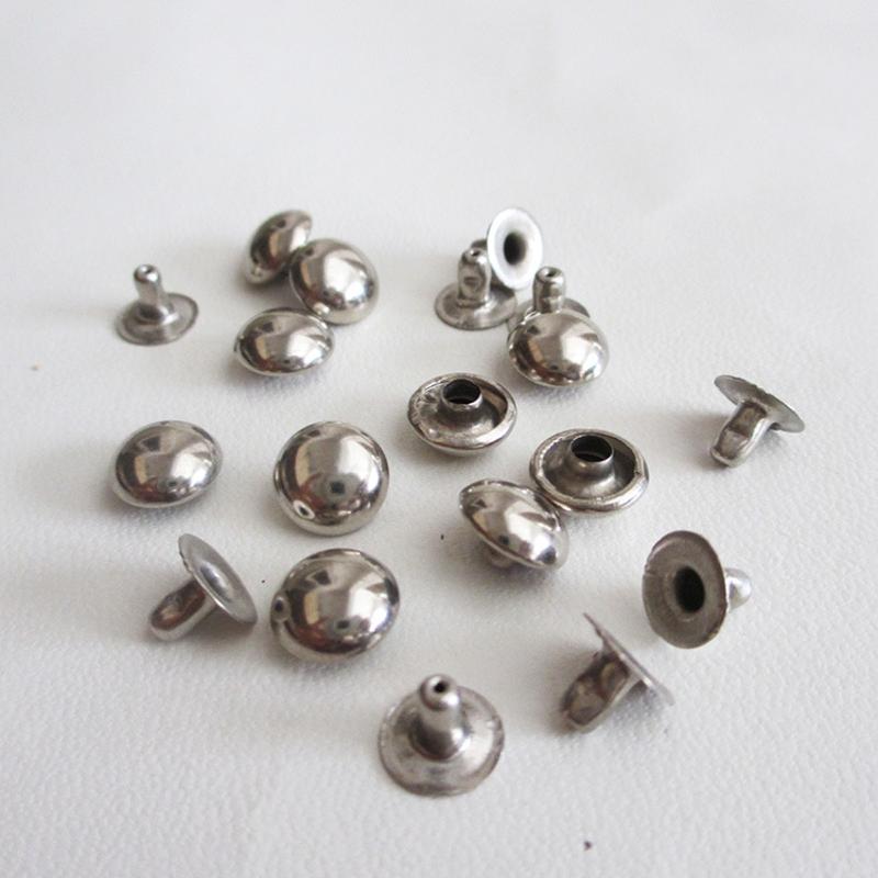 Remaches de hongo redondos de 6mm, remaches de cobre con cara de hierro, cuero, Cartera de artesanía, botones de sujeción, 100 Uds. Por lote