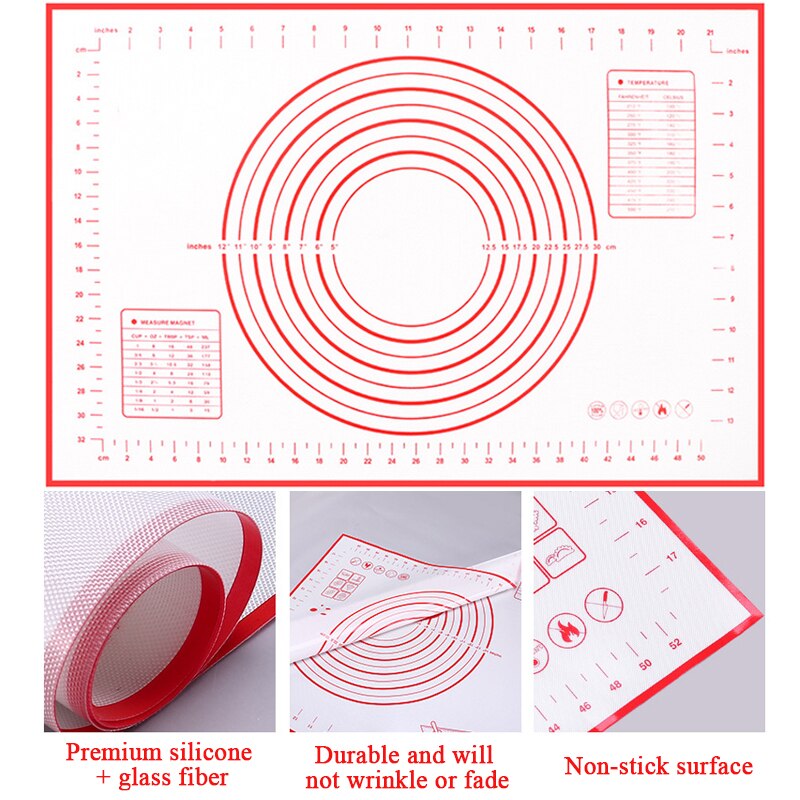 6040cm Silikone Måtte Til Dej Rullende Non Stick Bagemåtte Med Skala Pad Pizza Og Cookies 