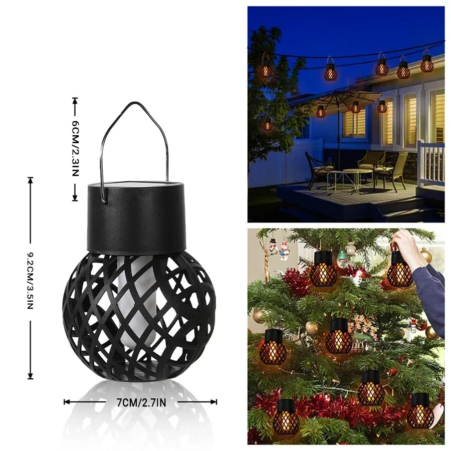 Mini hanglamp op zonne-energie met vlameffect, tuindecoratie, sprookjesachtige lamp op zonne-energie voor terras, tuin en erf.: Roos