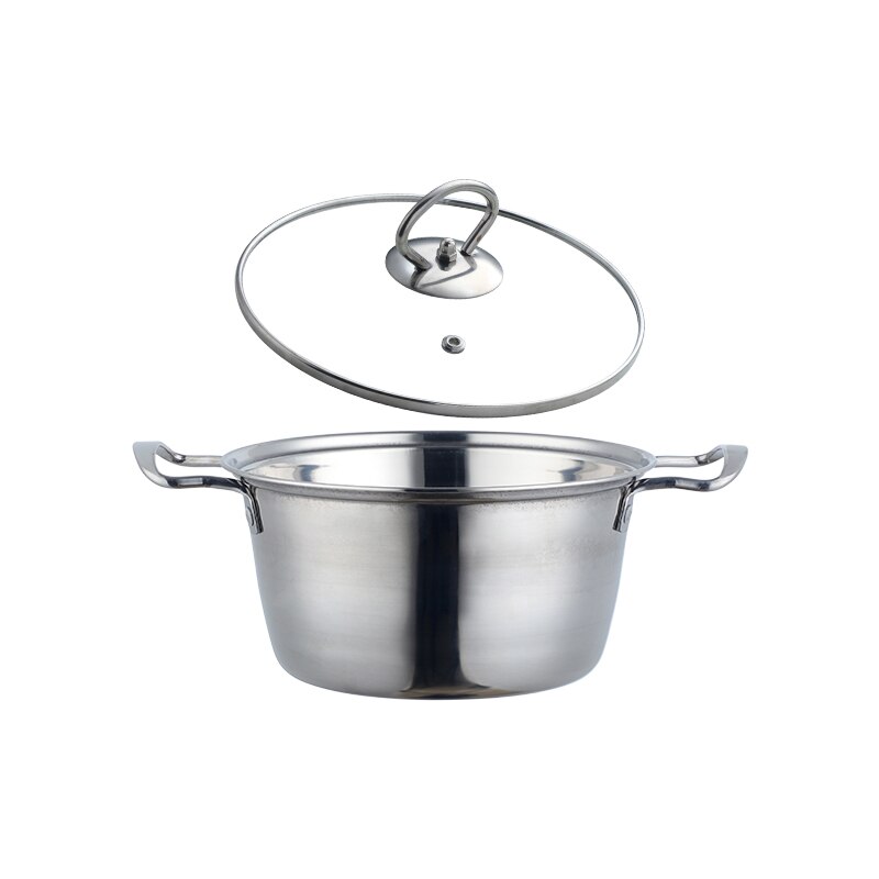 Marmite à soupe dorée de 18cm en acier inoxydable, avec couvercle, Pot en métal, outils de cuisine, ustensiles de cuisine ménagers pour cuisinière à Induction: Silver