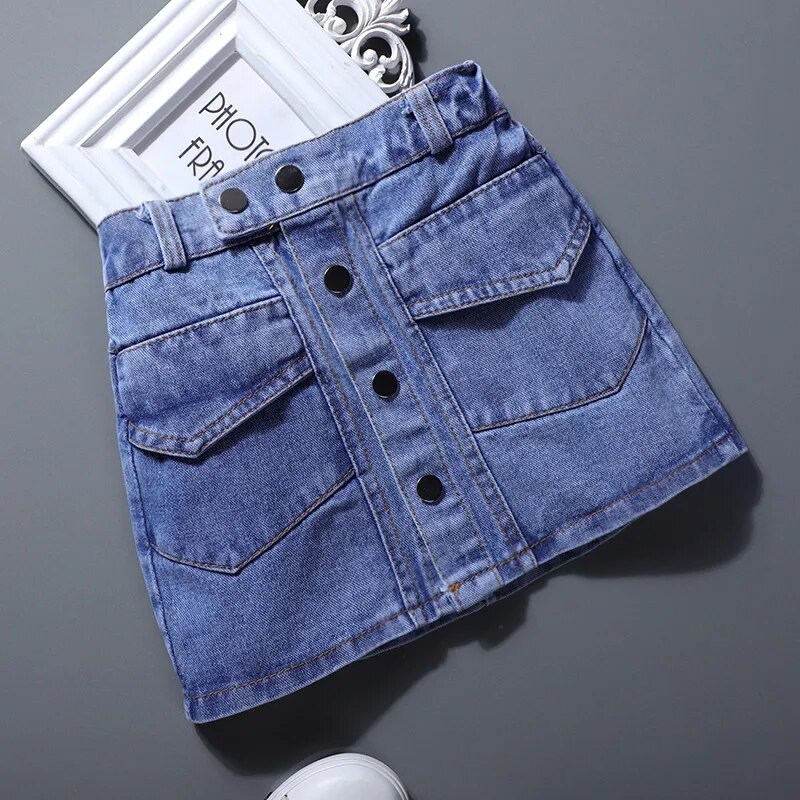Jupes courtes en Denim pour filles, jupes à bretelles pour enfants,