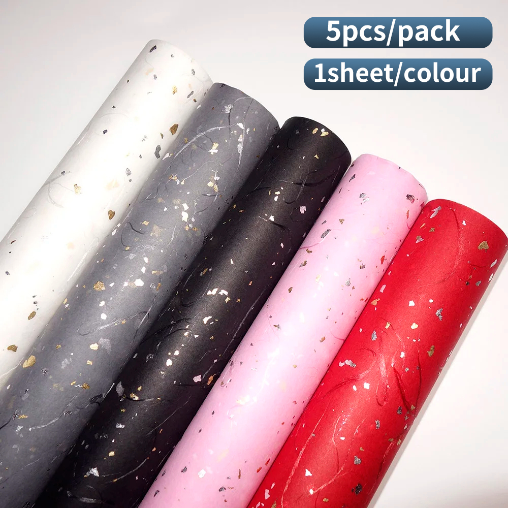 Juego de papel de floral coreano para bricolaje, 5 hojas, 6 colores, brillantes dorados/plateados, resistente al agua para ramos y: Verde militar