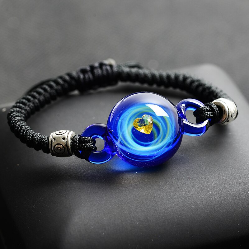 LKO-bracelet en verre Galaxy fait à la main, bijou pour couples, hommes et femmes, de saint-valentin: S11