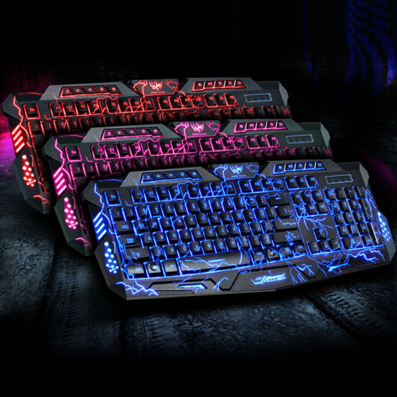 Tri-kleur USB Bedraad LED Backlit Laptop Computer Gamer Toetsenbord Muis Combo Optische Pro 7 Knoppen 5500 DPI Gaming muis