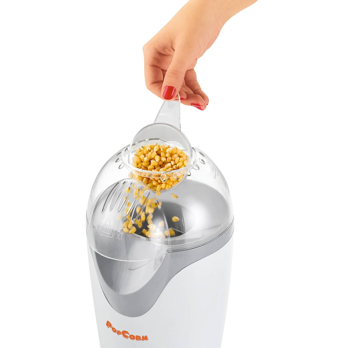 Clatronic PM 3635 Palomitero, Máquina de Palomitas de Maíz, Listas en 2 minutos, Circulación Aire 1200W Blanco