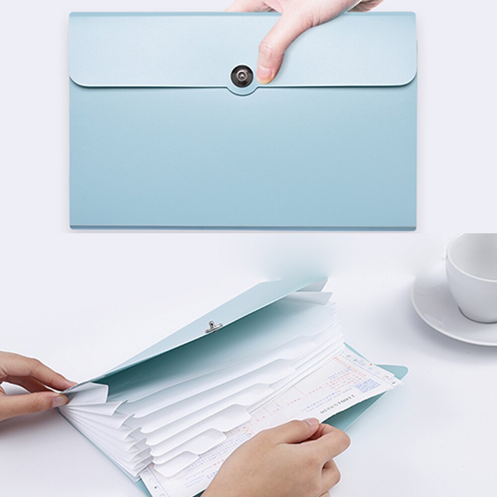 8 pockets A5 File Folder Multi-function Binder Organ Bag Ticket Folder Filing Clip Document Clip Office Supplies Ticket Storage