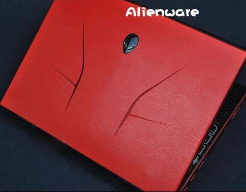 Carbon fiber Laptop Sticker Decal Skin Cover Protector for Alienware Area 51M R2 17.3": Red Leather skin