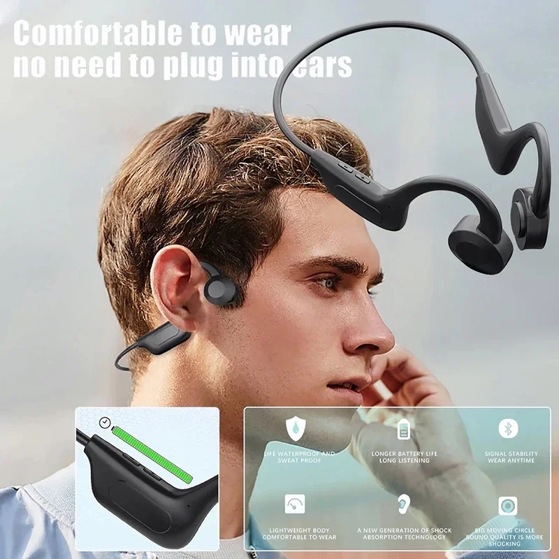 Bone Conduction Swimming Headphones Bluetooth 5.4 IPX8 Waterproof Not In-Ear Wireless Plug-in Card Sports Headphones