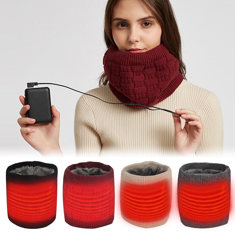 Cache-cou chauffant électrique 4 couleurs tricoté au pour les activités de plein air # W0