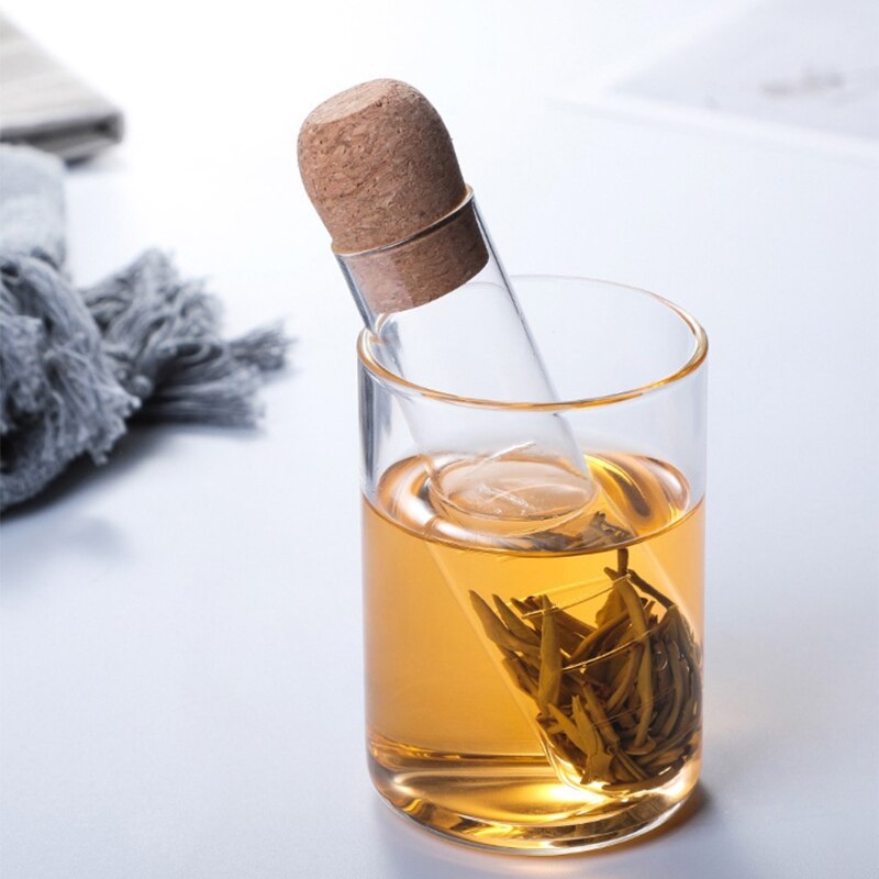 Cork Glass Bottle Transparent Tea Strainer Mini Empty Bottle Tea Infuser Tube Brewing Test Tube for Home Party Office