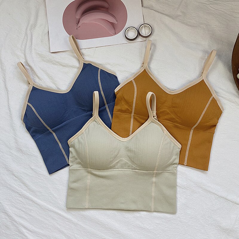 Camisole voor dames, camisole voor dames, v-hals, colorblock spaghettibandjes, vest voor dames, tanktops, crop top, franse chique dameskleding