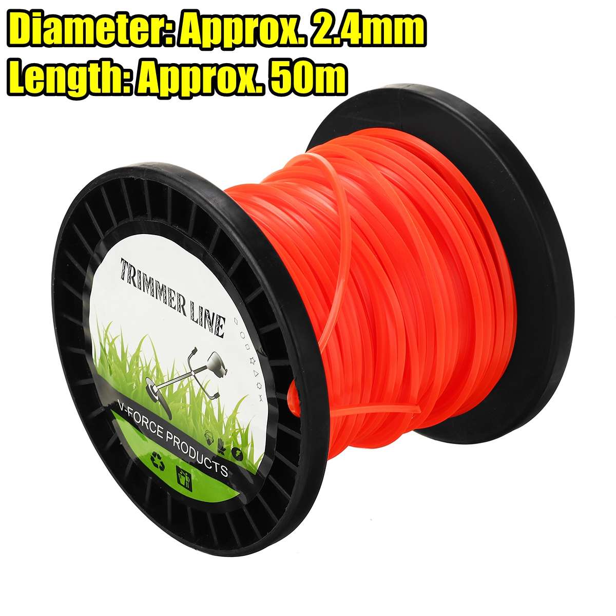 Universal M10 Aluminum Nylon Brush Mower Bump Spool Grass Trimmer 2 Lines Cutter Head Thread Line String Saw Grass Brush Mower: 2.4mm x 50M