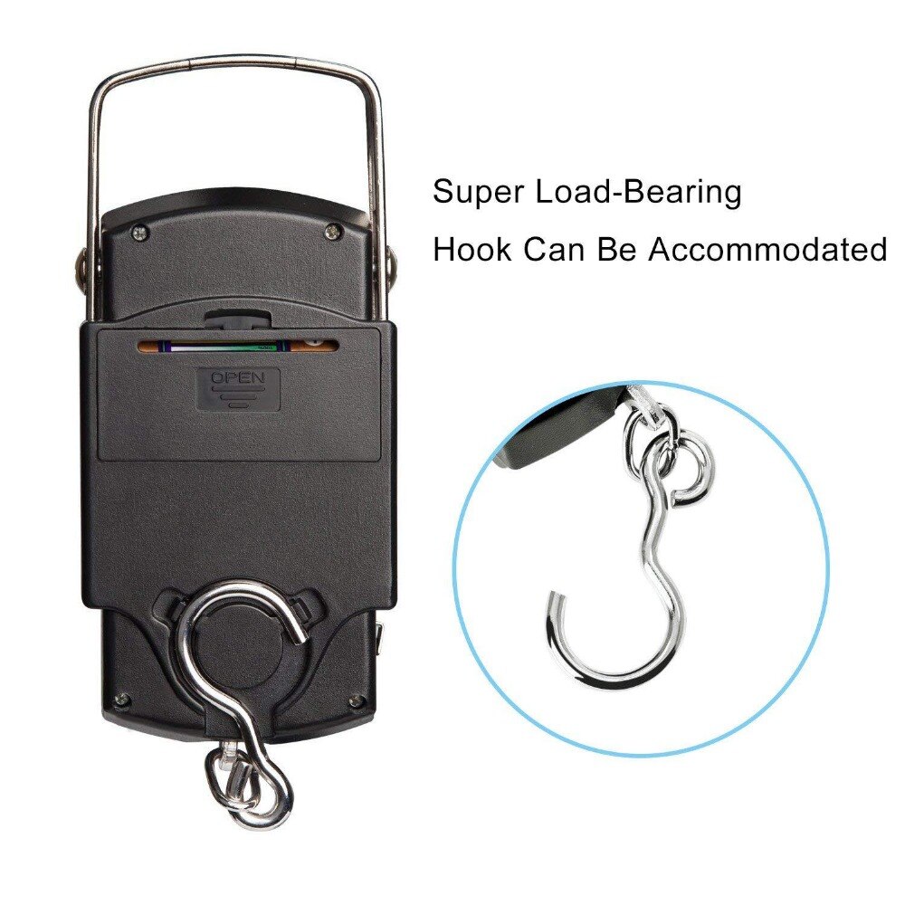 Balance électronique portative d'affichage à cristaux liquides de 50kg, échelle accrochante de poisson de voyage avec la règle de 1m