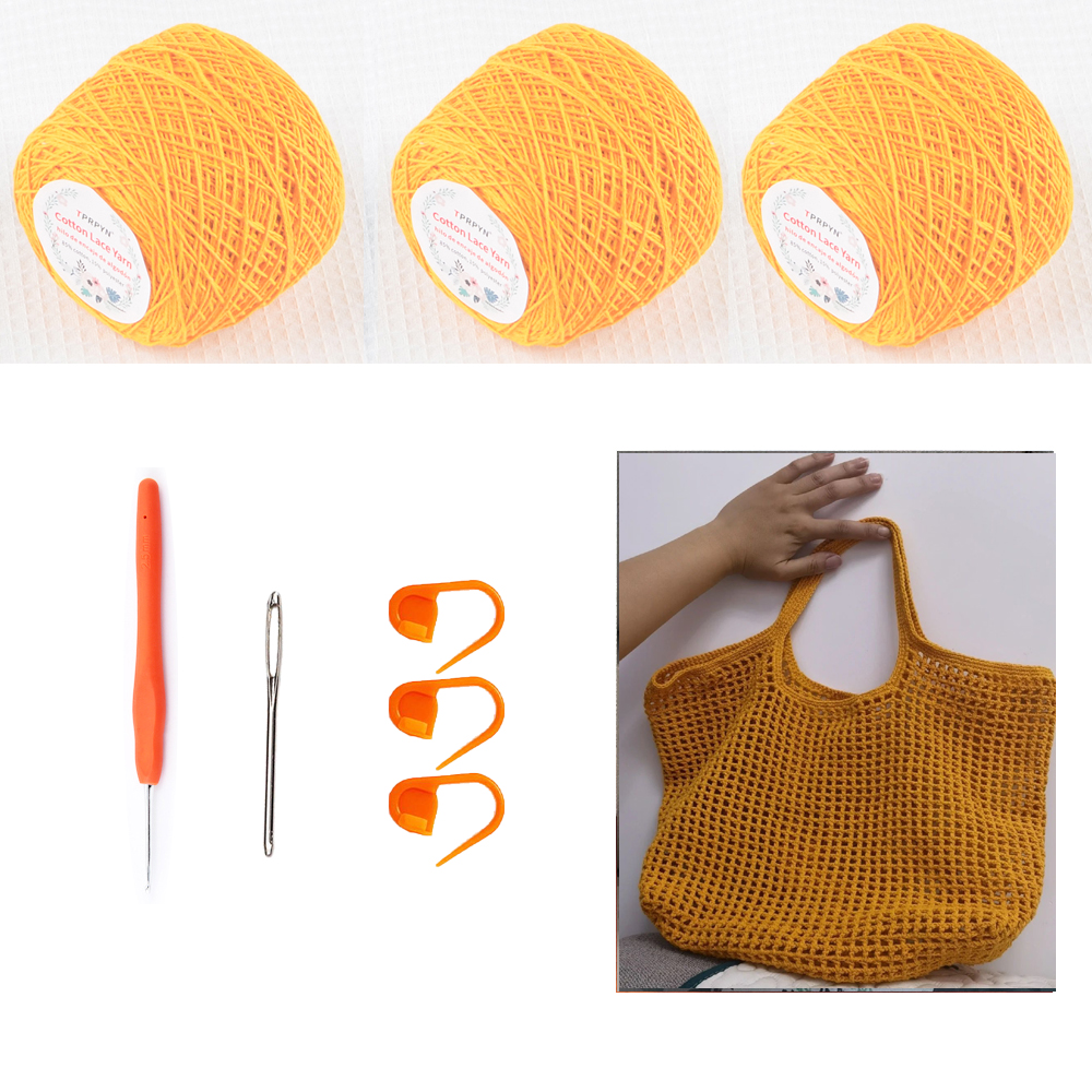 Bag Crochet Kit with yarn DIY hole Shoulder Bags kits beginner Handbag Knitting Crocheting set with material pattern vedio: 36