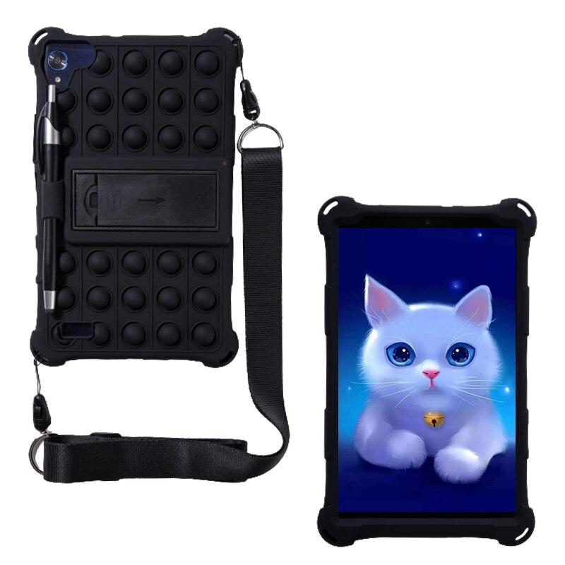 For Samsung Galaxy Tab A 8.0 T290 T295 T297 Case Soft Push Bubble Silicon Kids Tablet Cover for SM-T290 SM-T295 Kickstand Case: Shoulder Black