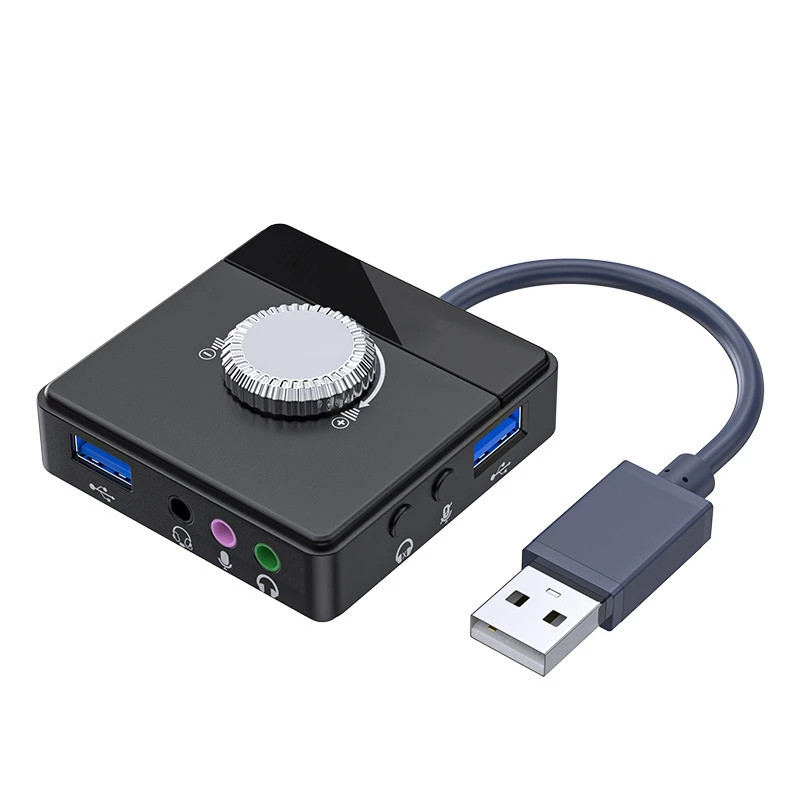 Nworld placa de som externa usb, 3 portas para 3.5mm jack, volume sem driver, placa de som ajustável, adaptador de áudio estéreo externo: Default Title