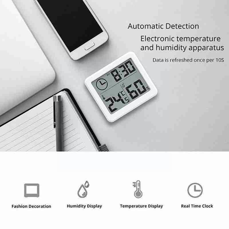 Digital Thermometer Clock Electronic Digital Digital Hygrometer Temperature Meter Thermometer Lcd Indoor Humidity E4h6