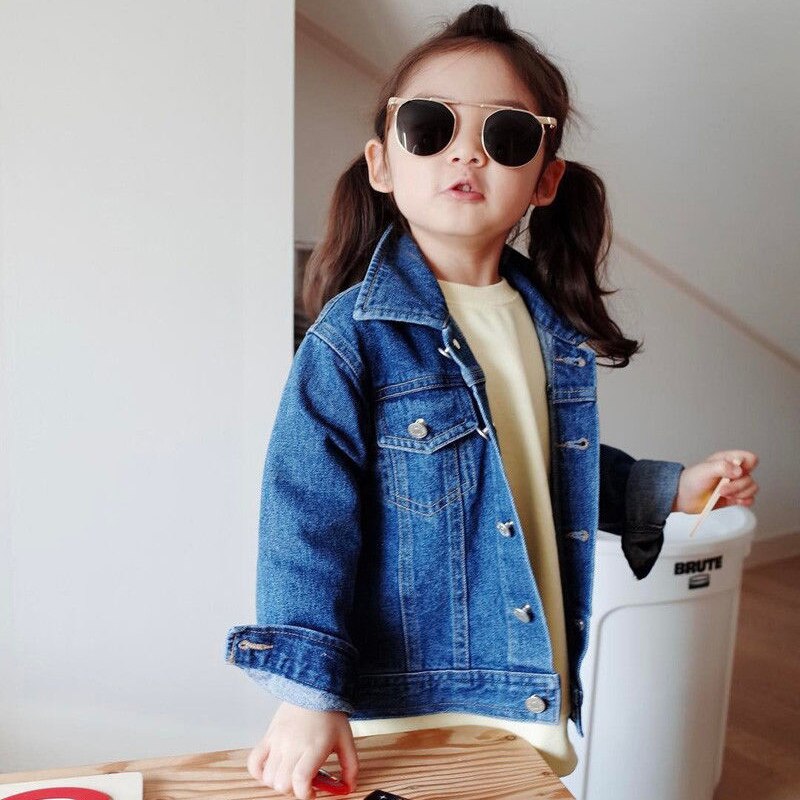 Princess Infant Girls Denim Jacket Toddler Kids Girl Long Sleeve Pocket Jacket Children Girls Autumn Winter Outwears Coats