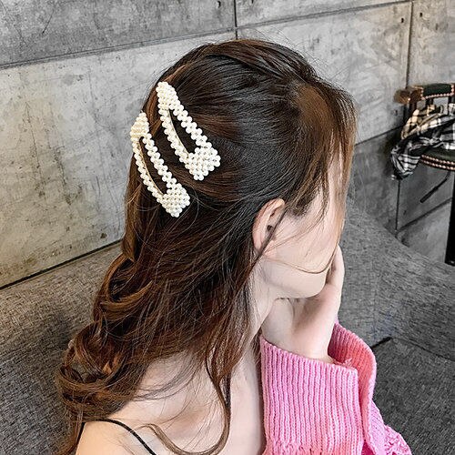 Clip de perla para el cabello para mujer, pasador de pelo con forma de corazón, horquilla de ajuste, , Accesorios para peinados,
