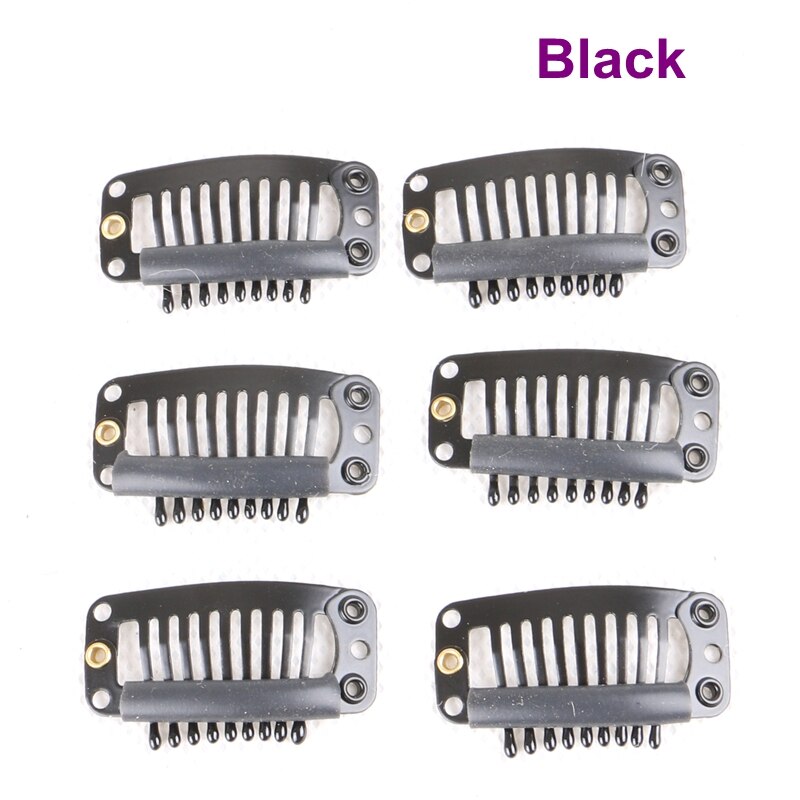 Pinzas de silicona para extensión de cabello de acero inoxidable, 9 dientes, 3,2 cm, 50 unidades (negro, marrón D, Marrón M, Marrón L, Rubio, Plata)