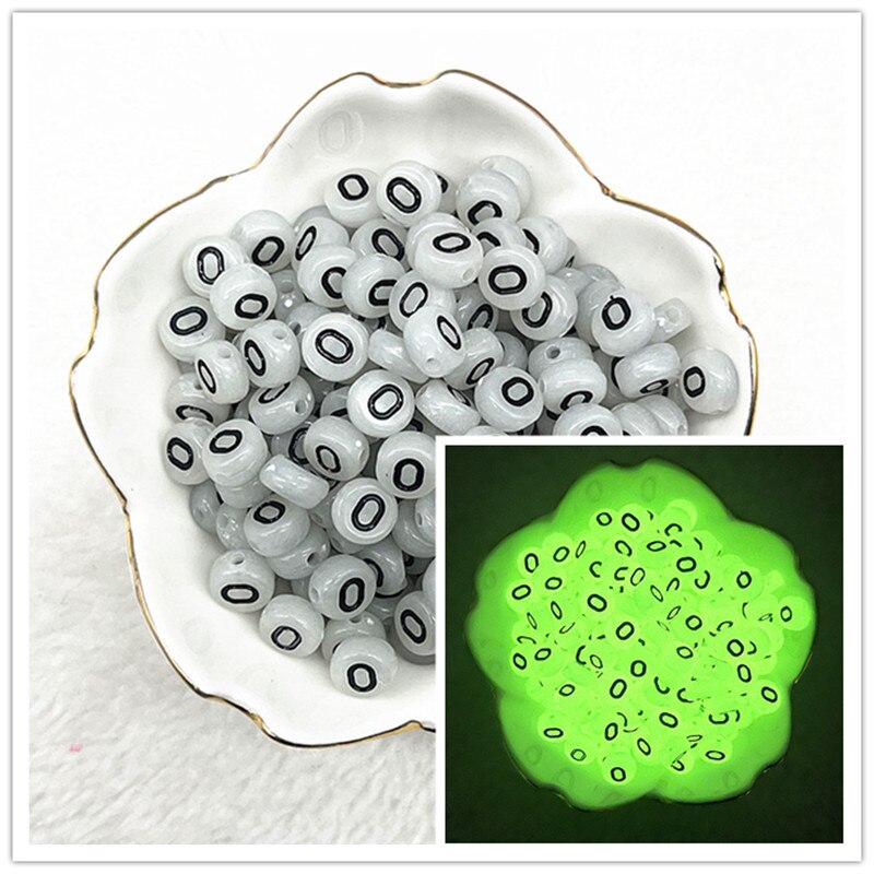 100 Uds. Cuentas luminosas de A-Z de 7x4mm, cuentas con letras, cuentas espaciadas acrílicas para fabricación de joyería, pulsera de dijes DIY