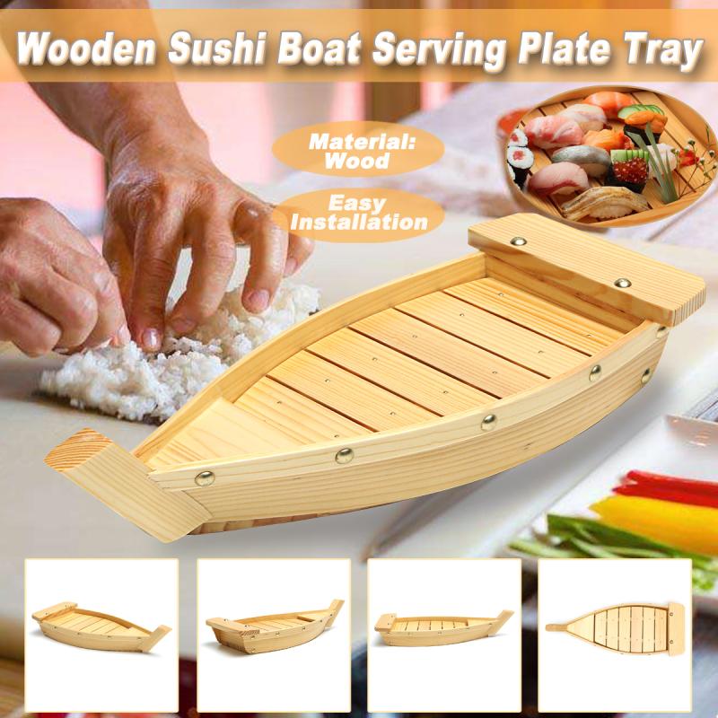 42 x 17 x 7.5cm japansk køkken sushi både sushi værktøj træ håndlavet simpelt skib sashimi diverse kolde retter bordservice