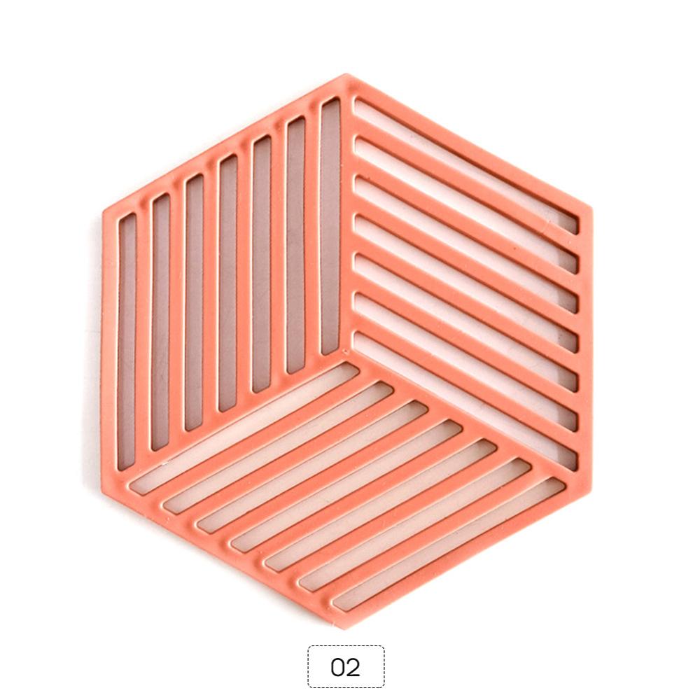 Chic Silicone Coaster Cup Hexagon Mats Pad Heat-insulated Bowl Placemat Home Decor Desktop Eco-friendly Japanese Simple 1PCS: A-Red 16-16