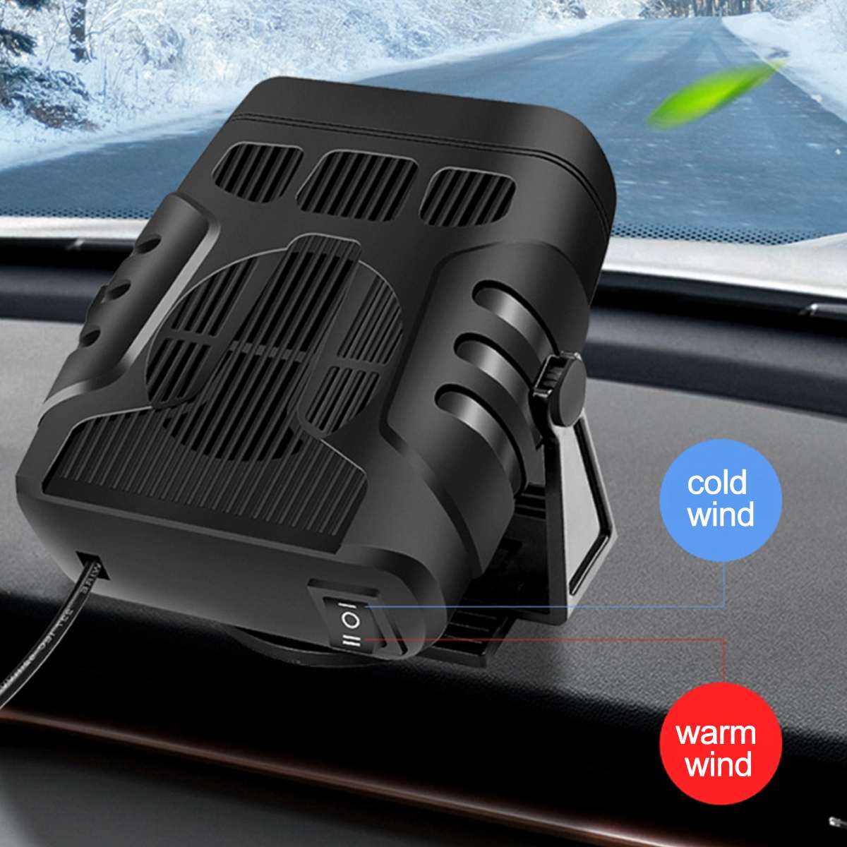 12V 24V 500W Car Heater Portable 360° Adjustmen 4 IN 1 Electric Heater Cooling Fan Air Purifier Windscreen Defogging Defrost